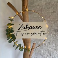 Türkranz | Kranz Metallring Wanddeko |Eukalyptus Personalisierbar Wunschtext von HerzundHandDesign