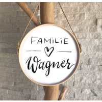 Türkranz | Türschild Kranz Bild Bambusring Personalisierbar „Familie" von HerzundHandDesign