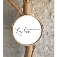 Türkranz | Türschild Kranz Bild Bambusring Personalisierbar „Lachen" von HerzundHandDesign