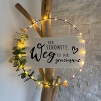 Valentinstag | Türkranz „Der Schönste Weg" Kranz Metallring Wanddeko |Eukalyptus Personalisierbar von HerzundHandDesign