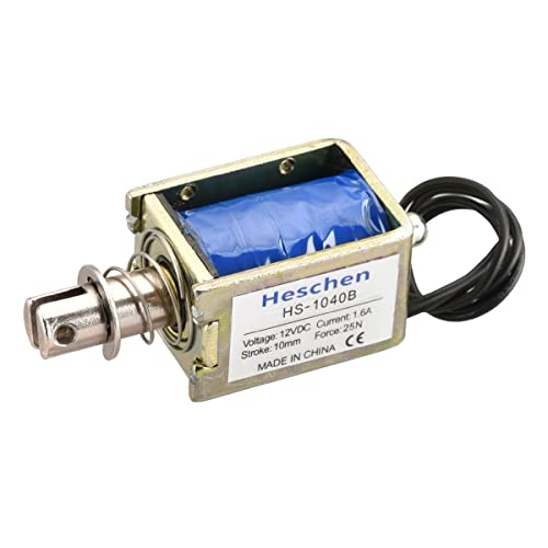 Hechen Solenoid Electromagnet, HS-1040B, DC12V 1,6A 25N, 10mm Hub, Push-Pull-Türschloss mit offenem Rahmen von Heschen