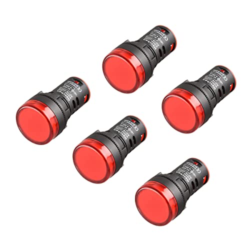 Heschen LED-Kontrollleuchte, 22 mm, AD16-22D/S, 220 VAC, 20 mA, rotes Licht, 5 Stück von Heschen