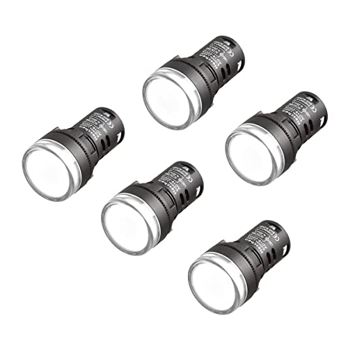 Heschen 22 mm LED-Kontrollleuchte, AD16-22D/S, 24 V Gleichstrom, 20 mA, weiße Lichtfarbe, 5 Stück von Heschen