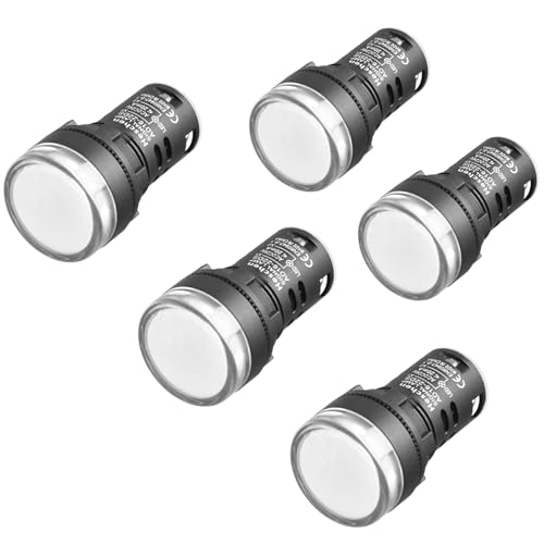 Heschen 22 mm LED-Kontrollleuchte, AD16-22D/S, 24 V Gleichstrom, 20 mA, weiße Lichtfarbe, 5 Stück von Heschen