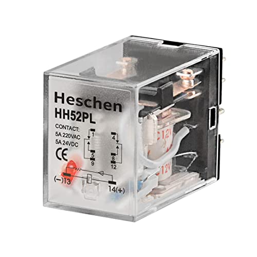 Heschen Allgemeine Zweck Relais HH52P-L 12 V AC Spule 5 A 28 V DC / 240 V AC DPDT LED-Anzeige 8 Pin Terminals von Heschen