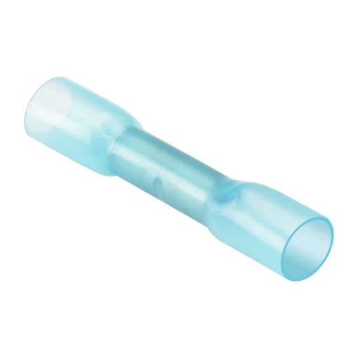 Heschen Butt Splice Verbinder Schrumpfbar Isoliert, BHT2, 1,5-2,5 mm² (16-14 AWG), Elektrische Kabel Crimp Tube Wrap, Blau, 100 Stück von Heschen
