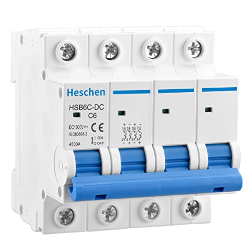 Heschen DC Miniatur-Leistungsschutzschalter, HSB6C-DC, 4 Polig, DC1000V 6A, Photovoltaik-Leistungsschalter, für Solar-PV-Anlage Solarzellen Gittersystem, 35mm DIN-Schienenmontage Heschen DC Miniatur-Leistungsschutzschalter, HSB6C-DC, 4 Polig, DC1000V 6A, Photovoltaik-Leistungsschalter, für Solar-PV-Anlage Solarzellen Gittersystem, 35mm DIN-Schienenmontage von Heschen