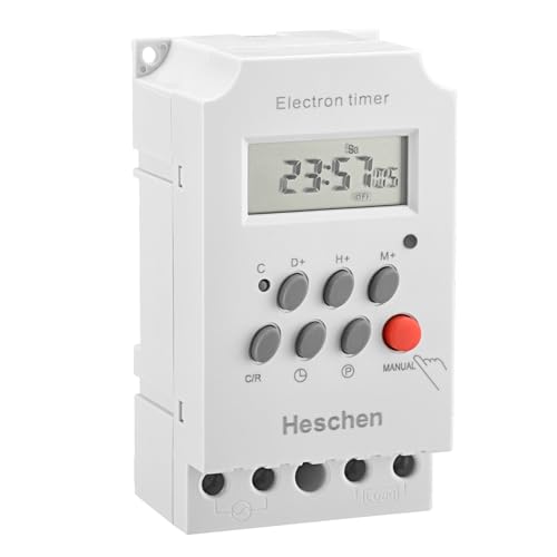 Heschen Digital wochenprogrammierbare Elektronen-Zeitschaltuhr mit LCD-Display, KG316T-II, 200-240VAC, 25A, 4 Schraubklemmen von Heschen