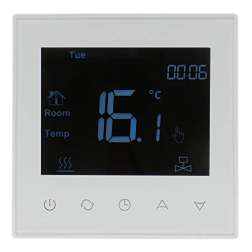 Heschen Digitaler Fußbodenheizungs-Thermostat, Fußbodenheizungs-Thermostat, Temperaturregler-Heizung, 5 + 2/6 + 1/7 programmierbarer Regler 3A, gehärtetes Glas von Heschen