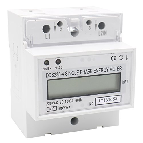 Heschen Einphasen-Energiezähler, DDS238-4, 220VAC 100Amp 60Hz, Kilowattstunde kWh, LCD-Digitalanzeige, 35mm DIN-Schiene von Heschen