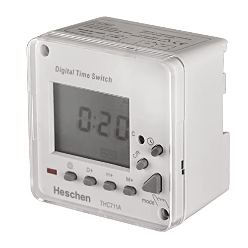 Heschen Elektronischer Timer-Relaisschalter THC711A, 220-240 V, digital, LCD, mit CE-Kennzeichnung von Heschen