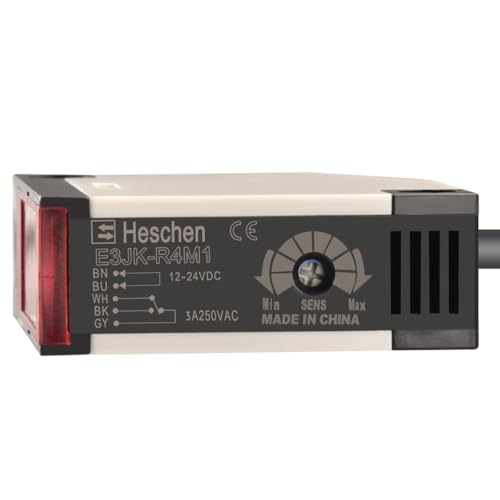 Heschen Photoelektrischer Schalter E3JK-R4M1 DC 12-24 V Rückkopplungsreflexionstyp Erfassungsabstand 4 m mit Reflektorplatte von Heschen