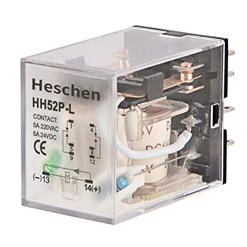 Heschen Gereral Purpose Power Relais HH52P-L 6VDC Coil 5A 240VAC/28VDC DPDT 8 Pin Terminals LED-Anzeige von Heschen