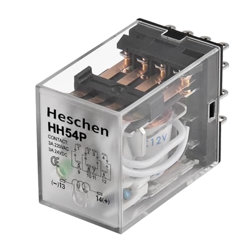 Heschen Gereral Zweck Power Relay HH54P-L 12VDC Coil 3 A 220VAC/24VDC 4PDT 14 Pin Terminals LED-Anzeige von Heschen