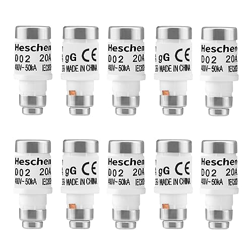 Heschen Keramische Neozed-Sicherungseinsätze, D0-Typ Sicherungseinsatz, D02, 20A 400VAC, gL/gG Typ, 10 Stück von Heschen