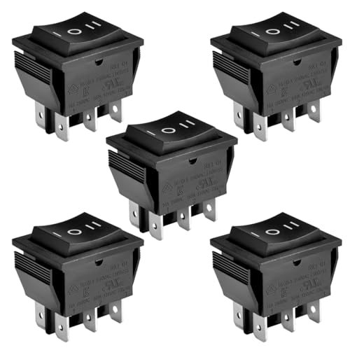 Heschen Kippschalter Ein-Aus-Ein, DPDT, 6 Endpunkte, 16 A 250 VAC, Schwarz, 5 Stück Heschen Kippschalter Ein-Aus-Ein, DPDT, 6 Endpunkte, 16 A 250 VAC, Schwarz, 5 Stück von Heschen