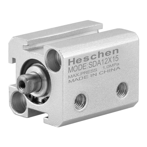 Heschen Kompakter Aluminium-Luftzylinder SDA 12-15 Bohrung: 12 mm Hub, 15 mm M5 Portgröße, doppelt wirkend von Heschen