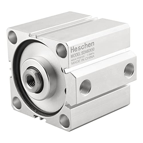 Heschen Kompakter Aluminium-Luftzylinder SDA 80-50 Bohrung: 80mm Hub 50mm 3/8 PT Doppelwirkend von Heschen