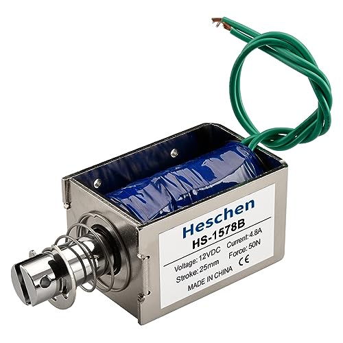 Heschen Magnet-Elektromagnet, HS-1578B, DC12 V, 4,8 A, 25 mm Hub, Kraft 50 N, Push-Pull-Typ, offener Rahmen, Linearbewegung von Heschen