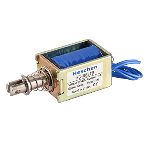 Hechen Solenoid Electromagnet, HS-0837B, DC24V 1,4A 15N, 10mm Hub, Push-Pull-Türschloss mit offenem Rahmen von Heschen