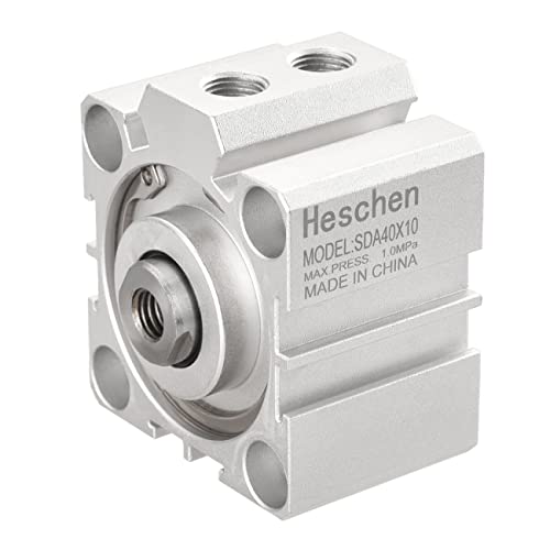 Heschen Pneumatischer Kompakter Aluminium-Luftzylinder, SDA 40-10, Bohrung 40mm, Hub 10mm, PT1/8'' Anschlussgröße, Doppelt Wirkend von Heschen