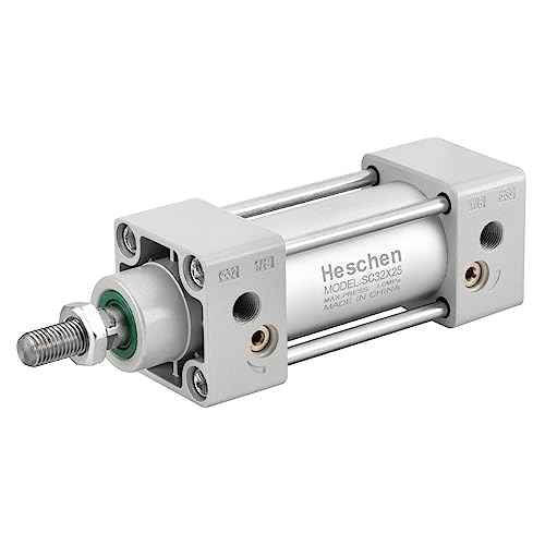 Heschen Pneumatischer Standard-Luftdruckzylinder, SC 32-25, PT1/8 Anschluss, 32mm Bohrung, 25mm Hub, Doppelt Wirkend von Heschen