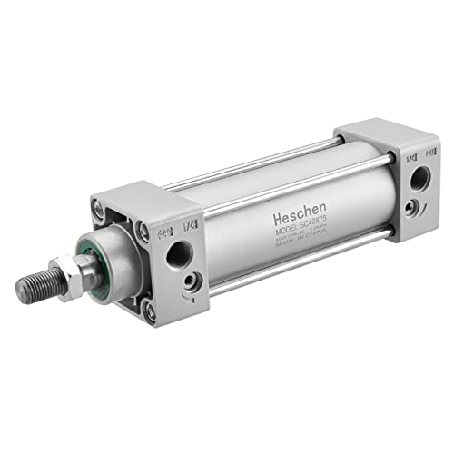 Heschen Pneumatischer Standard-Luftdruckzylinder, SC 40-75, PT1/4" Anschluss, 40mm Bohrung, 75mm Hub, Doppelt Wirkend von Heschen