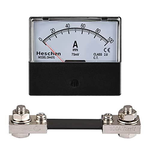 Heschen Rechteckiger Strommesser, Amperemeter, Tester DH-670 DC 0–100 A, 75 mV, Klasse 2.0 mit Shunt von Heschen