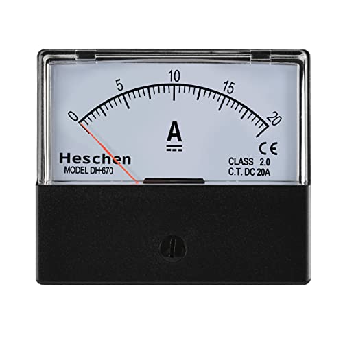 Heschen Rechteckiges Panel montierter Stromzähler Amperemeter Tester, DH-670, DC 0-20A, 670 Stil, Klasse 2.0 von Heschen