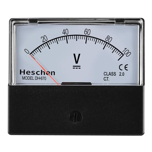Heschen Rechteckiges Voltmeter analoges Panel Volt Spannungsmesser DH-670 DC 0-100V Klasse 2,0 von Heschen