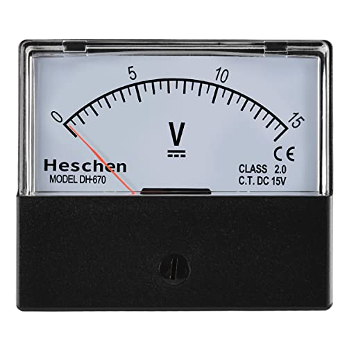 Heschen Rechteckvoltmeter Analogpanel Volt Spannungsmesser DH-670 Typ DC 0-15V Klasse 2.0 CE gelistet von Heschen