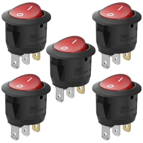 Heschen Runder Wippschalter EIN-AUS SPST 3 Klemmen Rotes Licht 10A 250VAC 5Pack Heschen Runder Wippschalter EIN-AUS SPST 3 Klemmen Rotes Licht 10A 250VAC 5Pack von Heschen