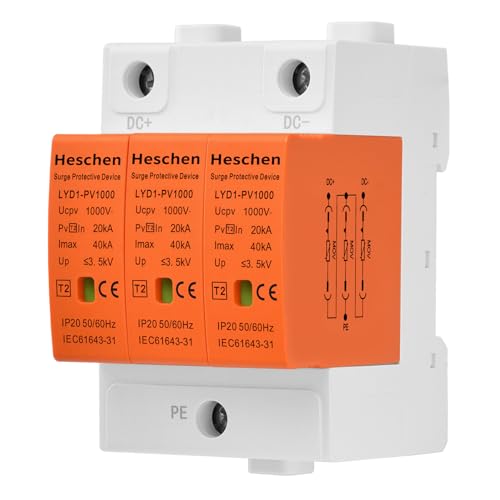Heschen Überspannungsschutzgerät für PV, LYD1-PV1000, 3P 1000VDC 20KA, 35mm DIN-Schienenmontage von Heschen