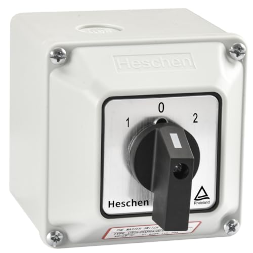 Heschen Universeller rastender Nockenwahlschalter Umschalter, LW28-20/D404.4D, 660V 20A, EIN-AUS-EIN 3 Positionen 16 Klemmen, mit Hauptschalter-Außenbox (Größere Box) von Heschen