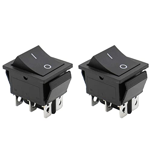 Heschen Wipptaster (ON)-OFF Momentan DPDT 6 Terminals 16A 250VAC Schwarz 2 Stück von Heschen