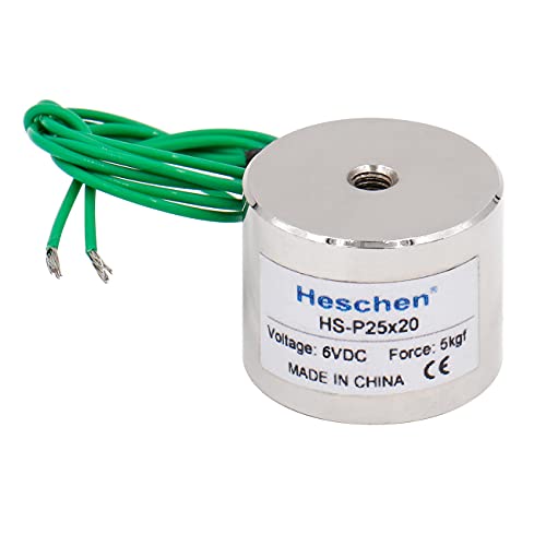 Heschen Elektromagnet Magnet Solenoid, P25/20, OD 25mm, DC 6V, 5kg/11lb von Heschen