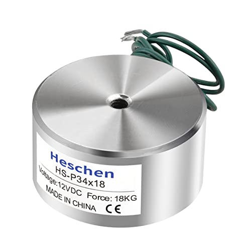 Heschen electromagnet Magnet Magnetventil P34/18 OD: 34 mm, Gleichstrom 12 V, 18 kg, die 39.7lb von Heschen