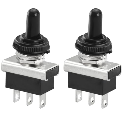 Heschen starker Metall-Kippschalter flick flip, 25A 12V SPDT an/aus/an 3 Positionen, 3 Pins für wasserdichtes Autolicht, 2er Pack Heschen starker Metall-Kippschalter flick flip, 25A 12V SPDT an/aus/an 3 Positionen, 3 Pins für wasserdichtes Autolicht, 2er Pack von Heschen