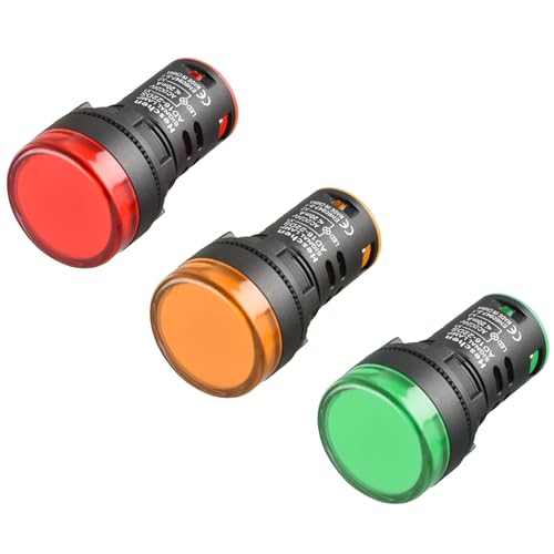 Heschen 22 mm LED-Kontrollleuchte, AD16-22D/S, 24 VDC 20 mA, rot/grün/gelb, Lichtfarbe, 3 Stück Heschen 22 mm LED-Kontrollleuchte, AD16-22D/S, 24 VDC 20 mA, rot/grün/gelb, Lichtfarbe, 3 Stück von Heschen