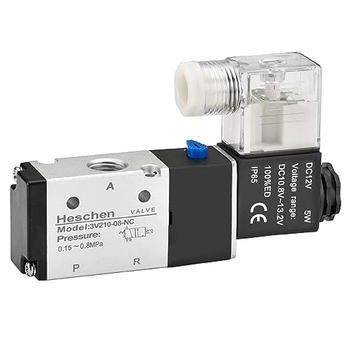 Heschen Elektrisches pneumatisches Magnetventil 3V210-08 12 V DC PT1/4 3/2-Wege CE von Heschen