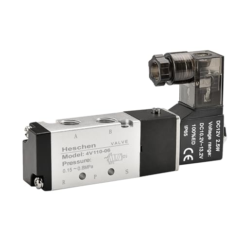 Heschen Elektrisches pneumatisches Magnetventil, 4V110-06, 12VDC, 2,5W, PT1/8, 5-Wege, 2 Positionen, CE von Heschen