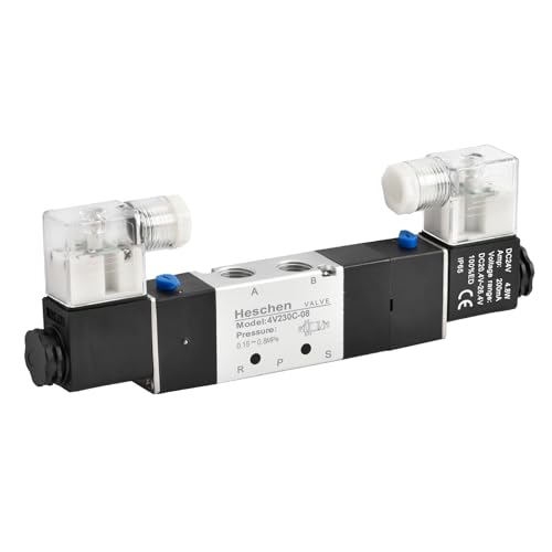 Heschen Elektrisches Pneumatisches Magnetventil 4V230-08C 24VDC 4.8W PT1/4 5-polig 3 Position CE von Heschen