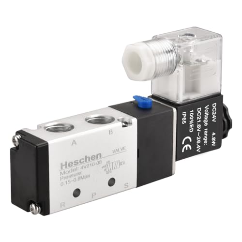 Heschen Elektro-Pneumatische Magnetventil, 4V210-08, 24VDC 4.8W, PT1/4'', 5 Way 2 Position, CE von Heschen