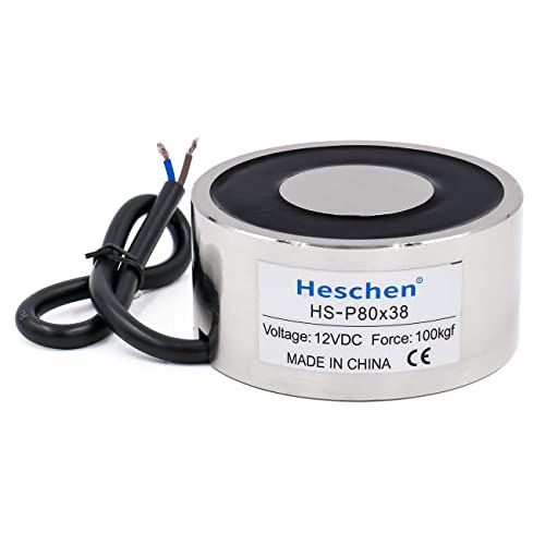 Heschen Elektromagneten Magnet Magnetventil HS-P80/38, OD: 80 mm, DC 12 V, 100 kg/220 lb von Heschen