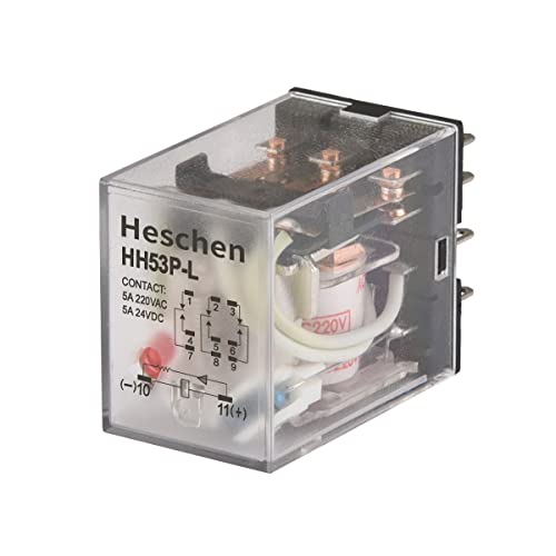 Heschen Gereral Purpose Power Relais HH53P-L 220 V AC Spule 5 A 220 V AC / 24 V DC 3PDT 11 Pin Terminals LED-Anzeige von Heschen