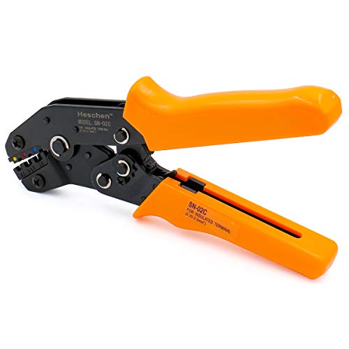 Heschen Mini Ratschen-Crimpzange, SN-02C, Ring & Isolierte Terminals Crimpwerkzeuge, Verwendung für 0,25-2,5mm² (20-13 AWG), Orange von Heschen