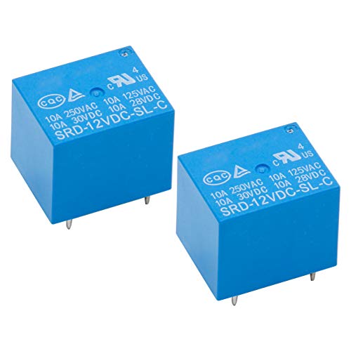 Heschen PC-Relais, SRD-12VDC-SL-C, DC12V Spule, Wechselschalter (SPDT), 10A 250 VAC, 5-polige Anschlüsse, 2er-Pack Heschen PC-Relais, SRD-12VDC-SL-C, DC12V Spule, Wechselschalter (SPDT), 10A 250 VAC, 5-polige Anschlüsse, 2er-Pack von Heschen