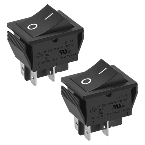 Heschen - Wippschalter Ein/Aus, DPST 4 Klemmen 16 A 250 VAC, Schwarz, 2 Stück Heschen - Wippschalter Ein/Aus, DPST 4 Klemmen 16 A 250 VAC, Schwarz, 2 Stück von Heschen