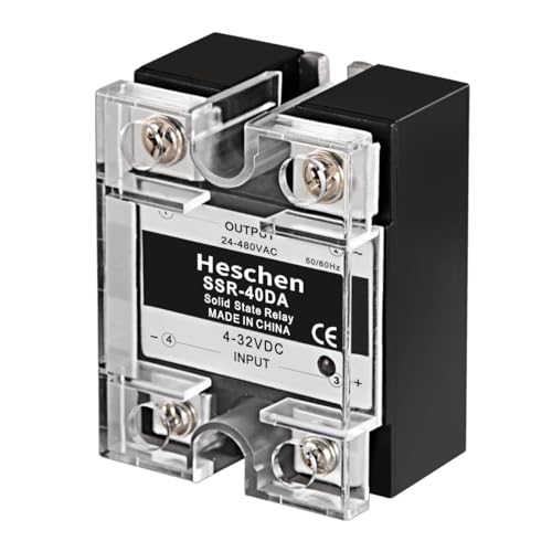 Heschen Einphasiges DC/AC-Halbleiterrelais, SSR-40DA, Eingang 4-32VDC, Ausgang 24-480VAC, 40A 50-60Hz (1) von Heschen