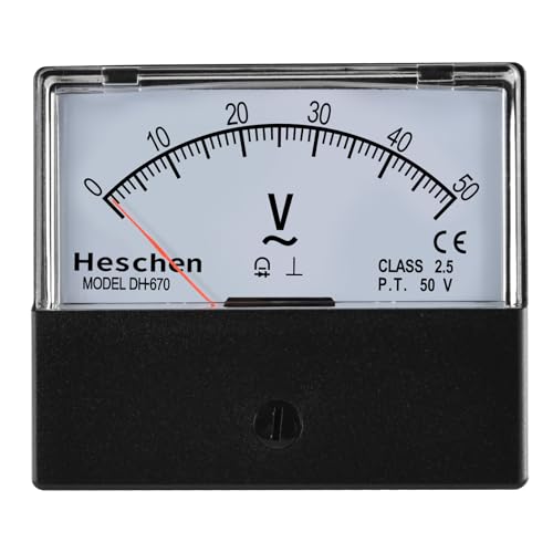 heschen rechteckig Voltmeter Analog Panel Volt Spannung Meter 670 Stil AC 0–50 V Klasse 2,5 CE-gelistet von Heschen